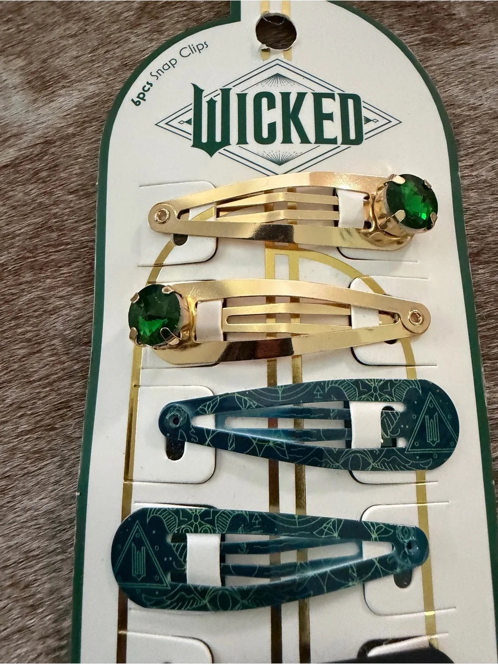 Wicked x Scünci Mixed Metal & Green Snap Clips - Set of 6